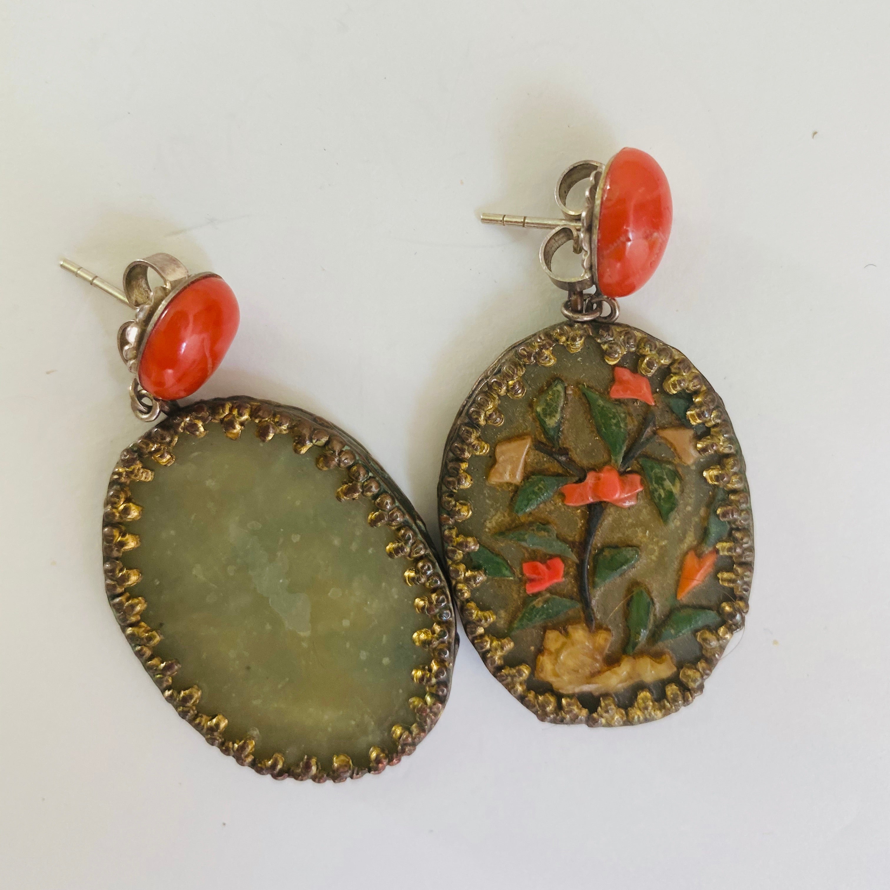 Lemon Jade and Coral Earrings